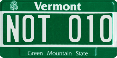 VT license plate NOT010