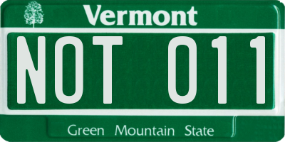 VT license plate NOT011