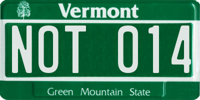 VT license plate NOT014