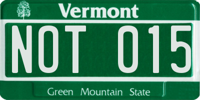 VT license plate NOT015