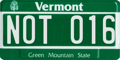 VT license plate NOT016