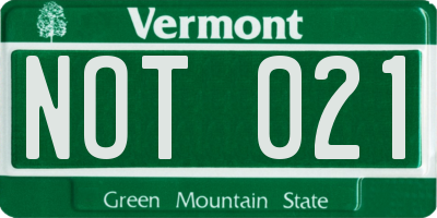 VT license plate NOT021
