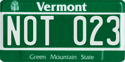 VT license plate NOT023