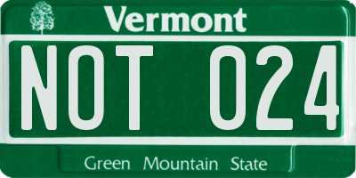VT license plate NOT024