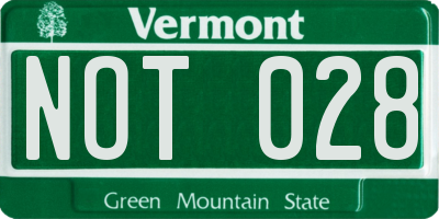 VT license plate NOT028