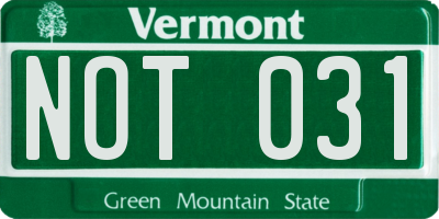 VT license plate NOT031
