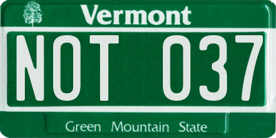 VT license plate NOT037