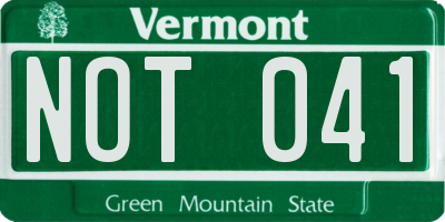 VT license plate NOT041