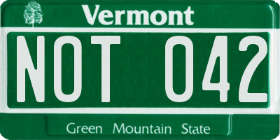 VT license plate NOT042