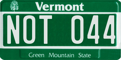 VT license plate NOT044