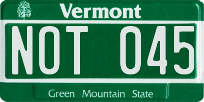 VT license plate NOT045