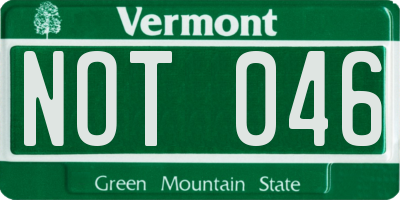 VT license plate NOT046