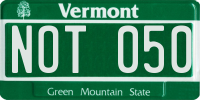 VT license plate NOT050