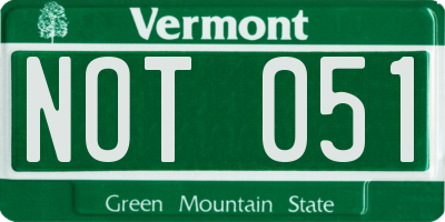 VT license plate NOT051