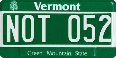VT license plate NOT052