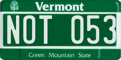 VT license plate NOT053