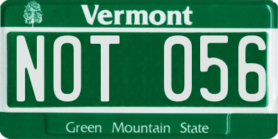 VT license plate NOT056