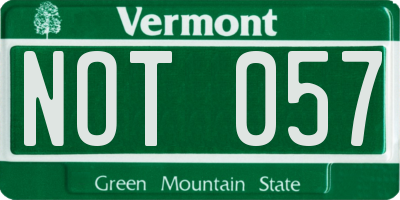 VT license plate NOT057