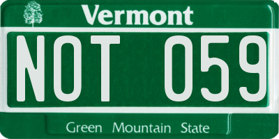 VT license plate NOT059
