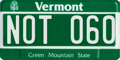 VT license plate NOT060