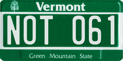 VT license plate NOT061