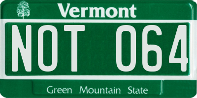 VT license plate NOT064