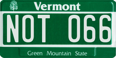 VT license plate NOT066