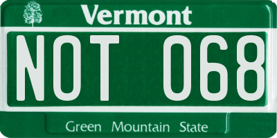 VT license plate NOT068