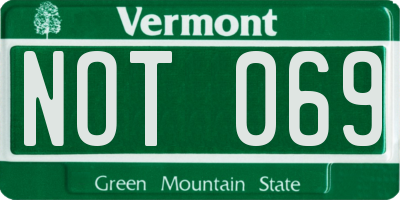 VT license plate NOT069