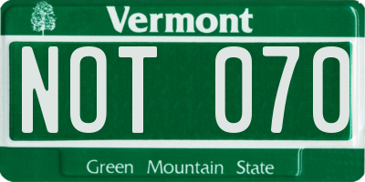 VT license plate NOT070