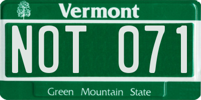 VT license plate NOT071