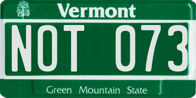 VT license plate NOT073
