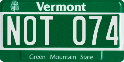VT license plate NOT074
