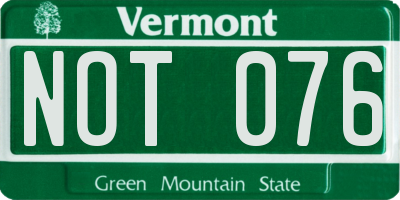 VT license plate NOT076