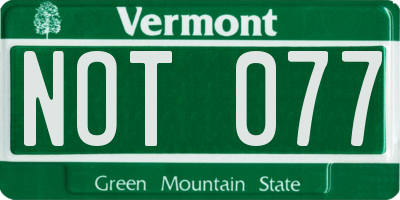 VT license plate NOT077