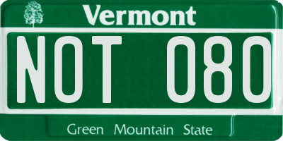 VT license plate NOT080