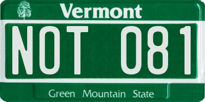 VT license plate NOT081