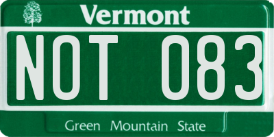 VT license plate NOT083