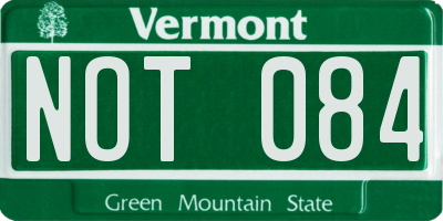 VT license plate NOT084