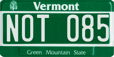 VT license plate NOT085