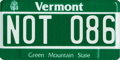 VT license plate NOT086