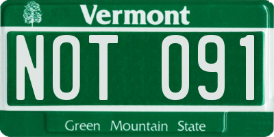 VT license plate NOT091