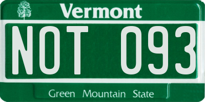 VT license plate NOT093