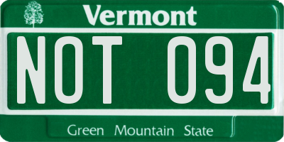 VT license plate NOT094