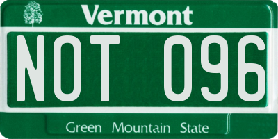 VT license plate NOT096