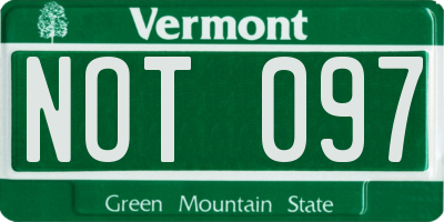 VT license plate NOT097