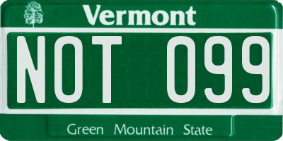 VT license plate NOT099