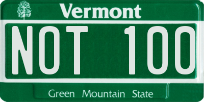 VT license plate NOT100