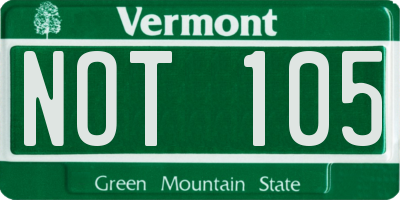 VT license plate NOT105
