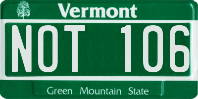 VT license plate NOT106